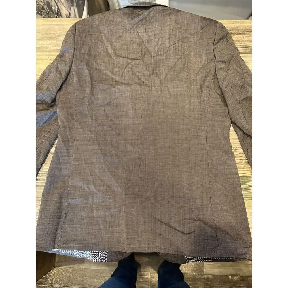 ZANETTI Men’s Gray Glen Plaid Wool Reg Fit Suit Sport Coat Blazer. Size 44R. T